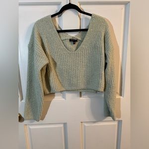 Kendall & Kylie Fuzzy Cropped Knit Sweater